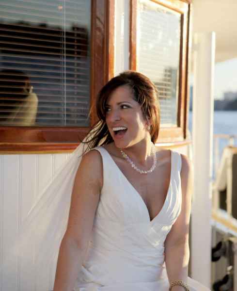 Bride on her private yacht wedding